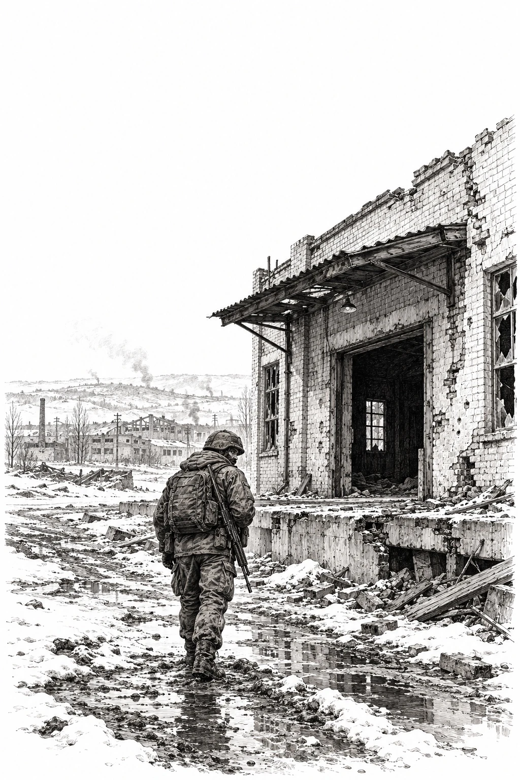 Black-and-white interior illustration for Six Months